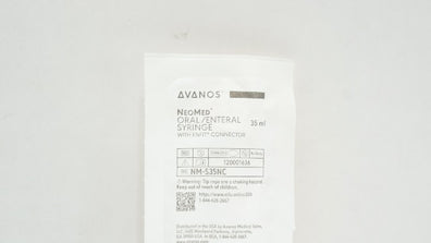 Avanos NM-S35NC NeoMed Oral/Enteral Syringe with ENFIT Connector 35mL